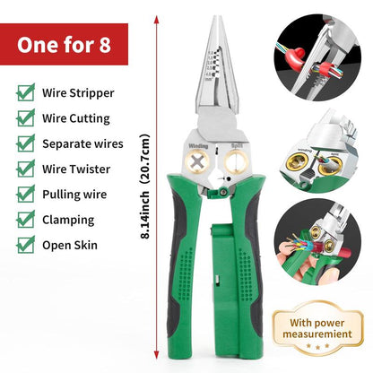 QIAWI™-8 in 1 Wire Stripper Twister for Cutting and Pulling Wires Cable Scissors,Voltage Tester Pliers